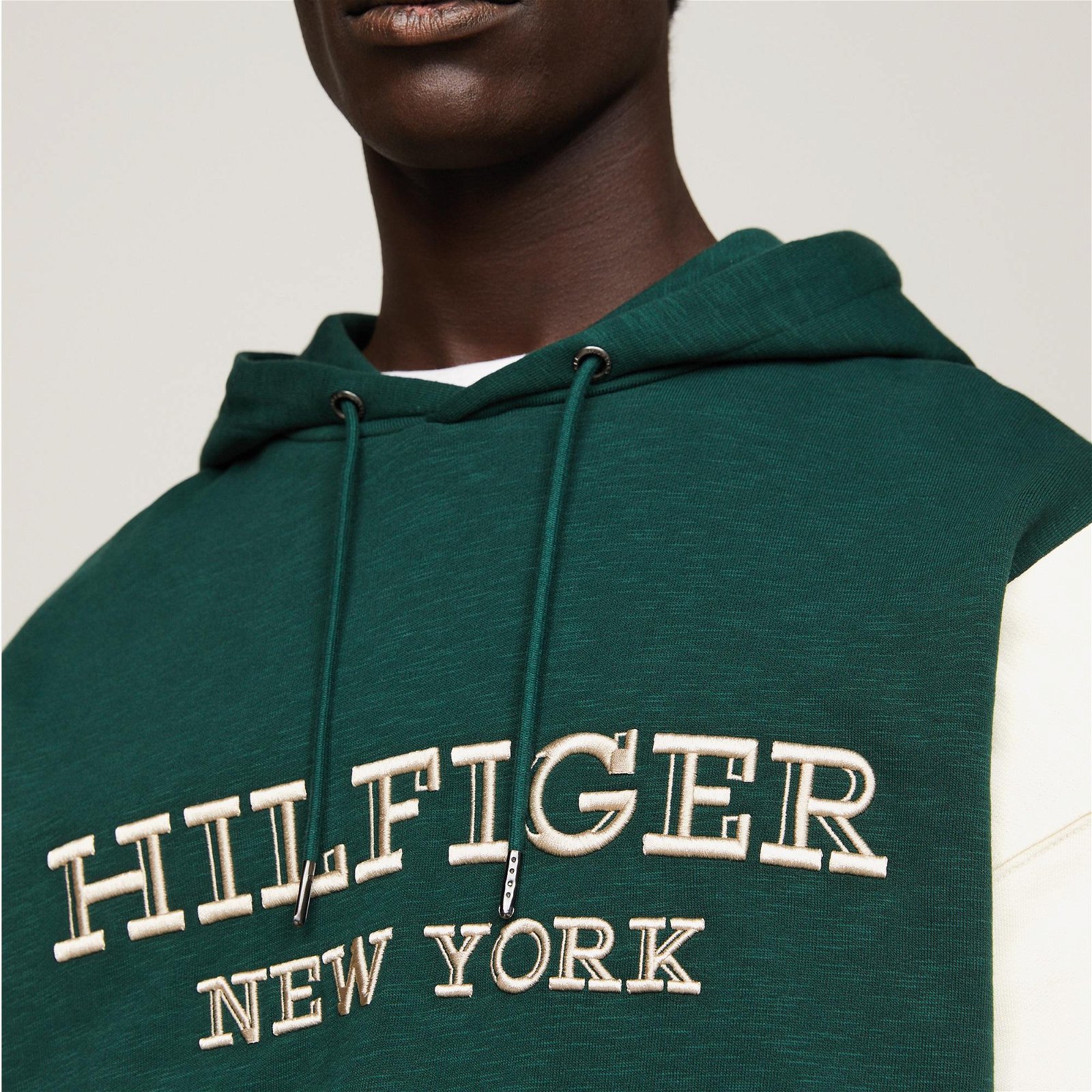 Tommy Hilfiger Monotype Colourblock Hoodie Erkek Yeşil Sweatshirt