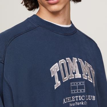  Tommy Jeans Boxy Crew Erkek Mavi Sweatshirt