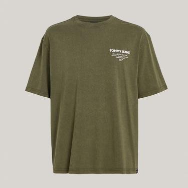  Tommy Jeans Reg Washedential Erkek Yeşil T-Shirt