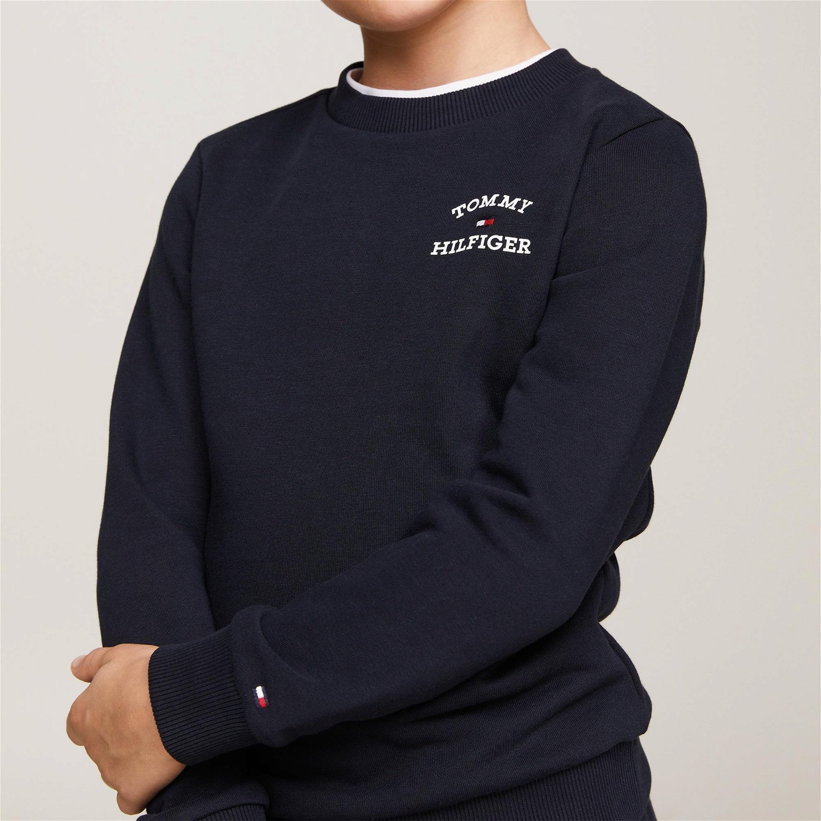 Tommy Hilfiger Logo Erkek Çocuk Lacivert Sweatshirt