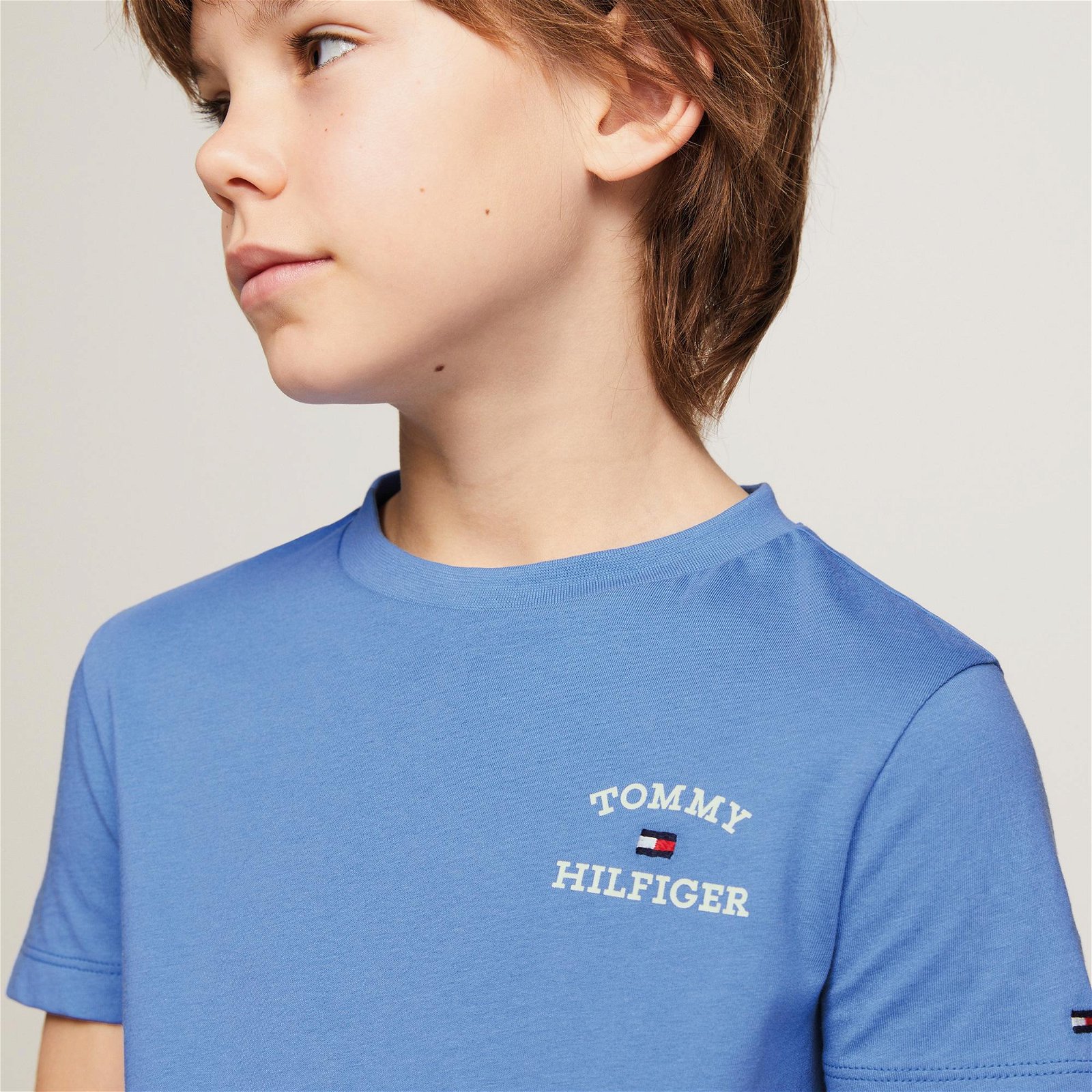 Tommy Hilfiger Logo Erkek Çocuk Mavi T-Shirt
