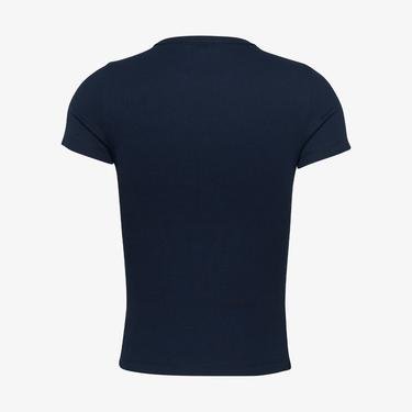  Tommy Jeans Slim Badge Rib Kadın Mavi T-Shirt