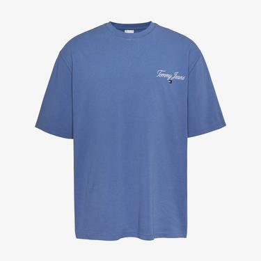  Tommy Jeans Serif Linear Erkek Mavi T-Shirt