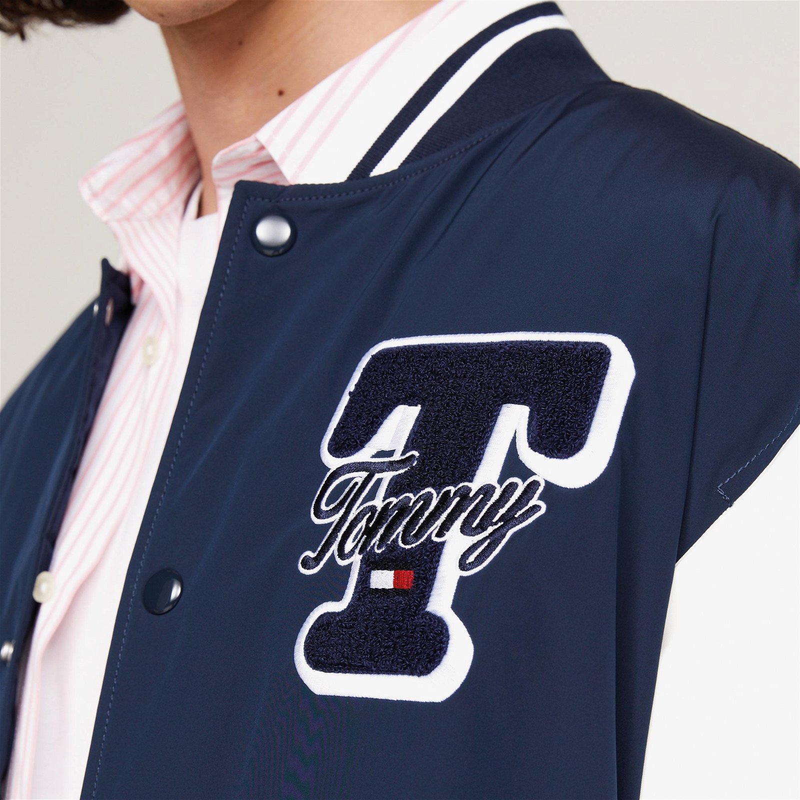 Tommy Jeans Colorblock Varsity Erkek Mavi Ceket