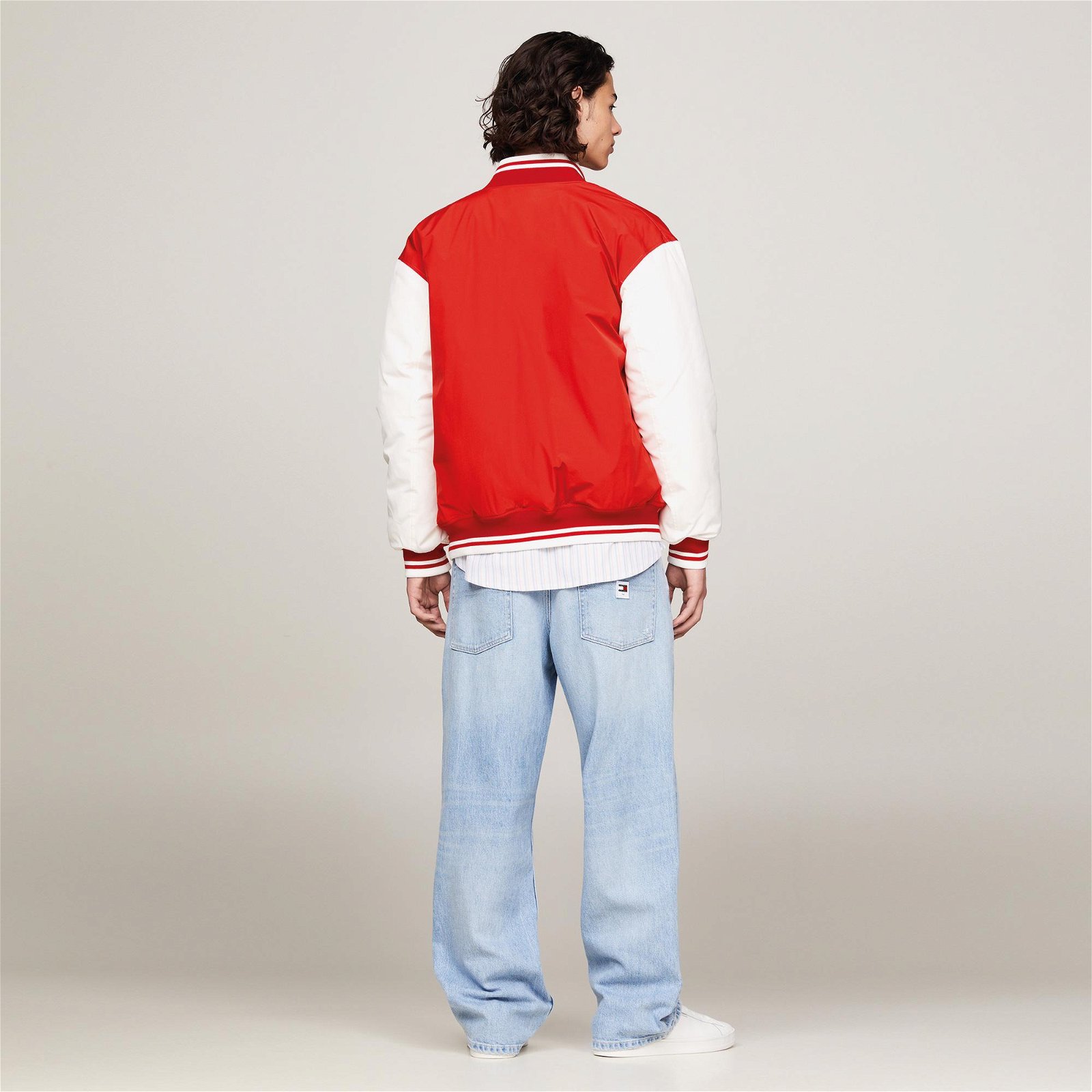 Tommy Jeans Colorblock Varsity Erkek Kırmızı Ceket