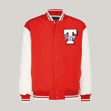  Tommy Jeans Colorblock Varsity Erkek Kırmızı Ceket