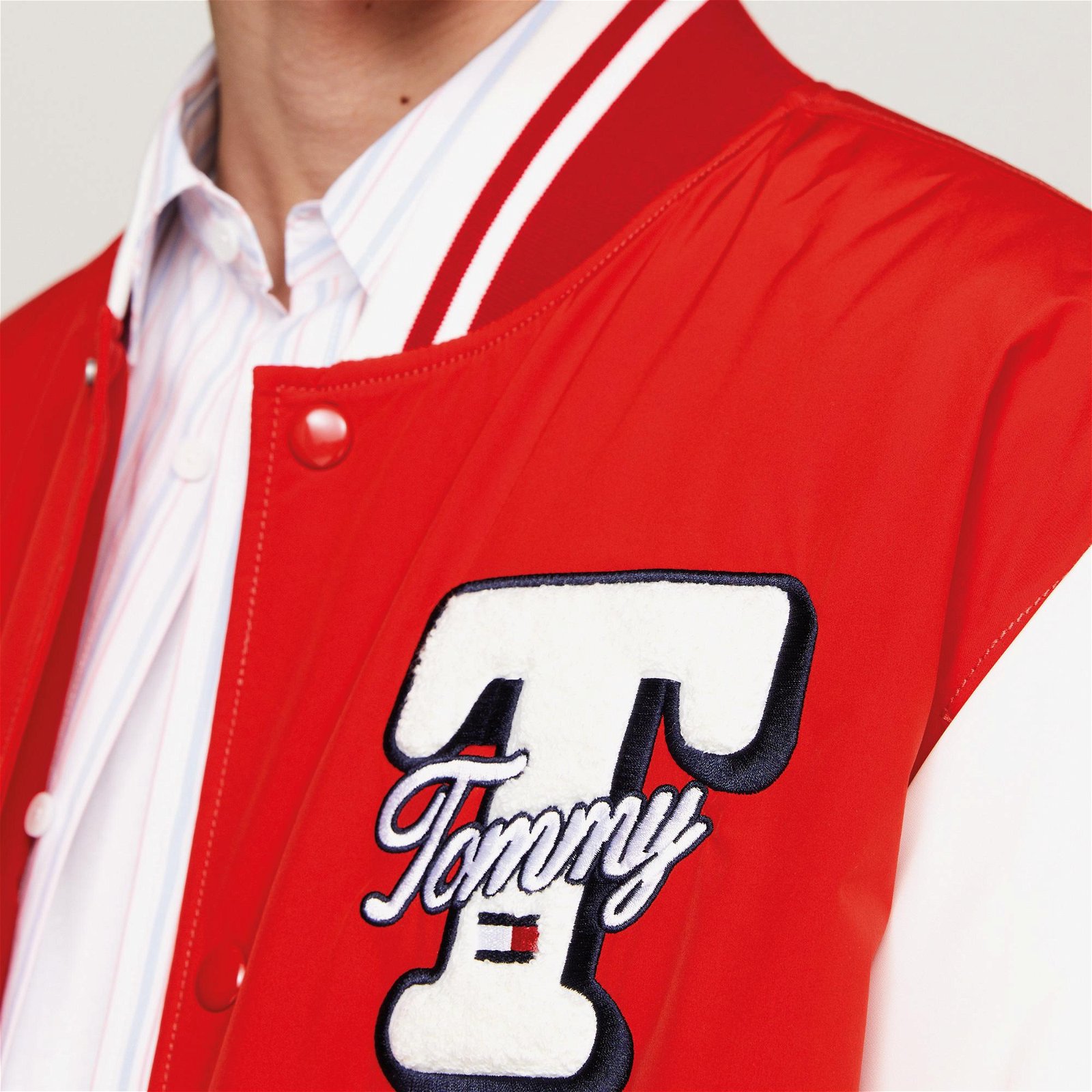 Tommy Jeans Colorblock Varsity Erkek Kırmızı Ceket