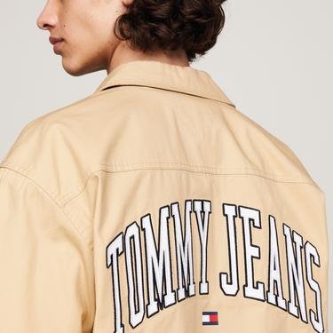  Tommy Jeans Varsity Hero Overshirt Erkek Bej Gömlek