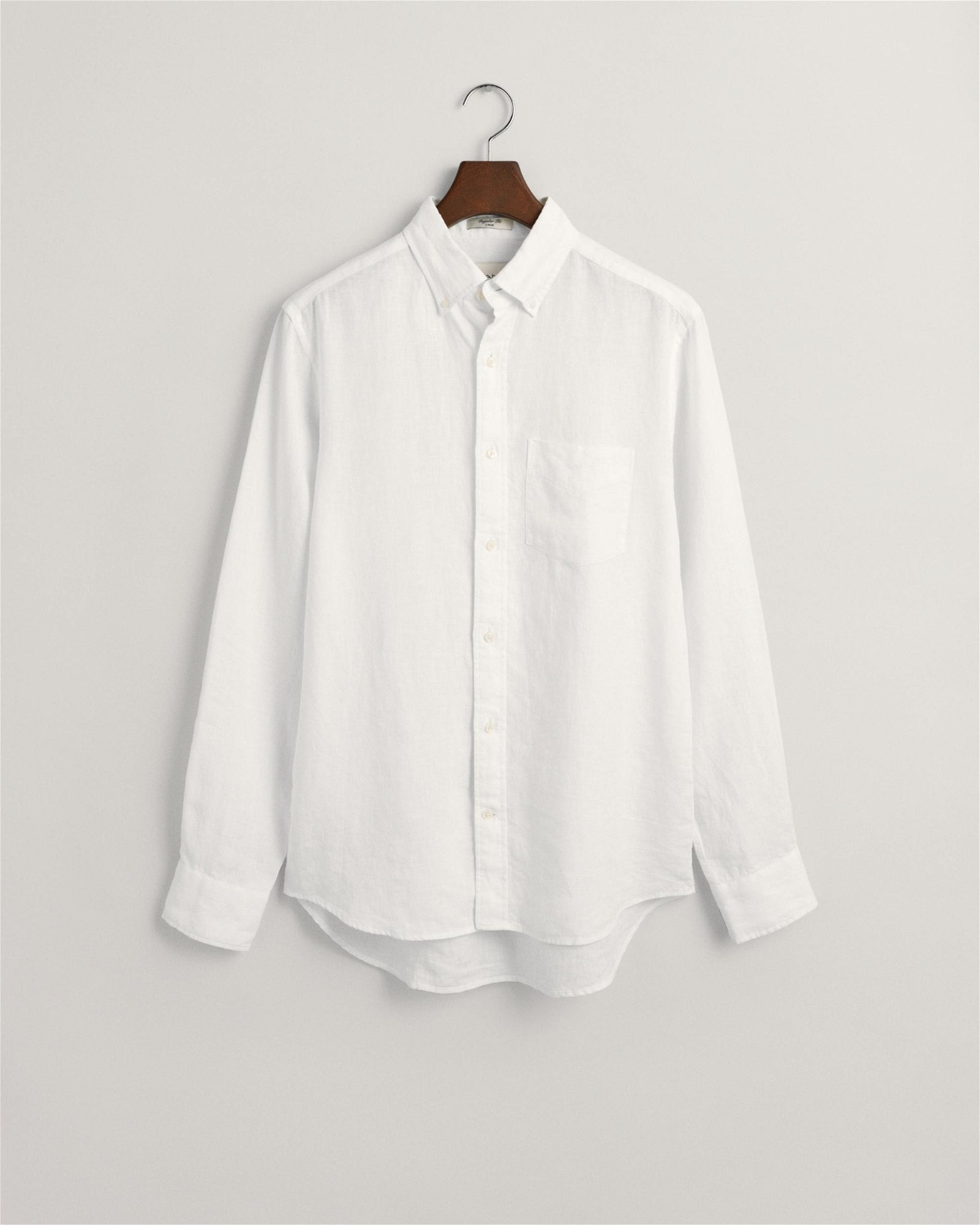 GANT Erkek Beyaz Regular Fit Düğmeli Yaka Keten Gömlek