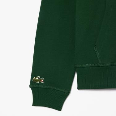  Lacoste Unisex Relaxed Fit Kapüşonlu Baskılı Yeşil Sweatshirt