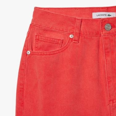  Lacoste Kadın Straight Fit Denim Kırmızı Pantolon