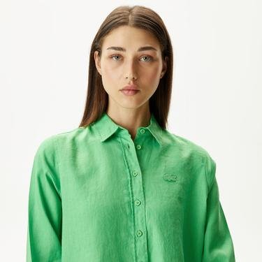  Lacoste Kadın Keten Yeşil Gömlek