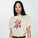 Mango Kadın Kayık Desenli Pamuklu Tişört Bej