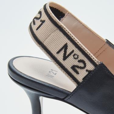  No. 21 Slingback Kadın Siyah Topuklu Ayakkabı
