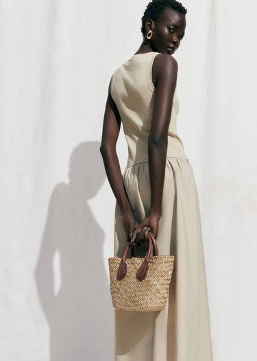  Mango Kadın Doğal Lifli Sepet Çanta Kahverengi