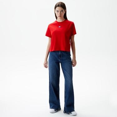  Tommy Jeans Badge Kadın Kırmızı T-Shirt