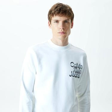  Calvin Klein Jeans Diffused Erkek Beyaz T-Shirt