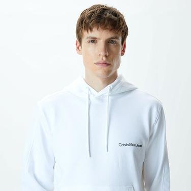  Calvin Klein Jeans Institutional Erkek Beyaz Sweatshirt