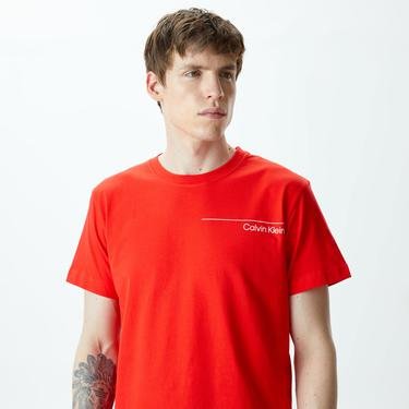  Calvin Klein Bisiklet Yaka Erkek Kırmızı T-shirt