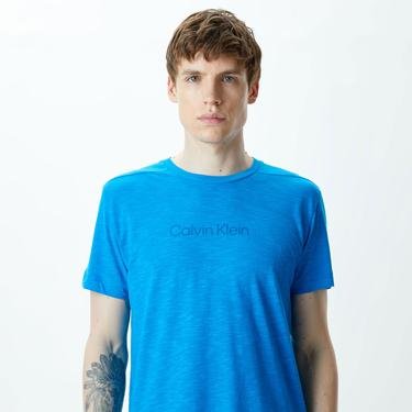  Calvin Klein Bisiklet Yaka Logo Erkek Mavi T-shirt