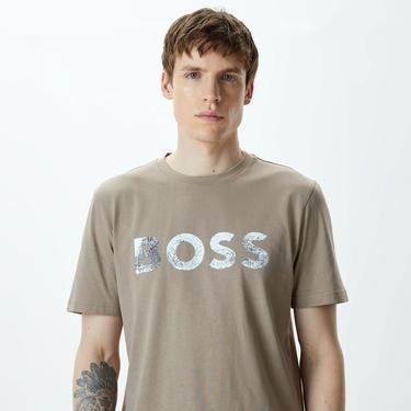  Boss Te_Bossocean Erkek Acık Kahverengı T-Shirt