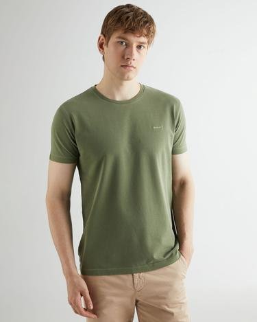  GANT Erkek Yeşil Slim Fit Bisiklet Yaka T-shirt
