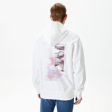  Calvin Klein Jeans Diffused Erkek Beyaz Sweatshirt