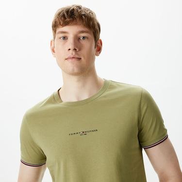  Tommy Hilfiger Logo Tipped Erkek Yeşil T-Shirt