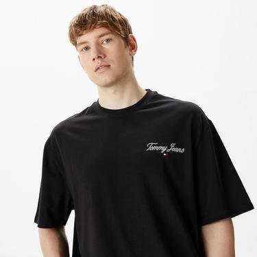  Tommy Jeans Serif Linear Erkek Siyah T-Shirt