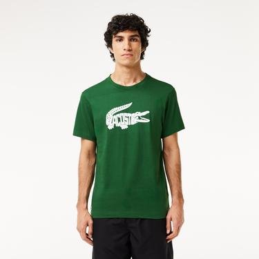  Lacoste SPORT Erkek Regular Fit Bisiklet Yaka Baskılı Yeşil T-Shirt