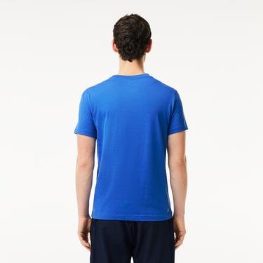  Lacoste Erkek Regular Fit Bisiklet Yaka Baskılı Mavi T-Shirt