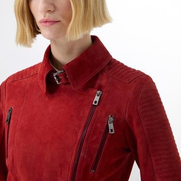  Akadia Kırmızı Kadın Süet Deri Ceket