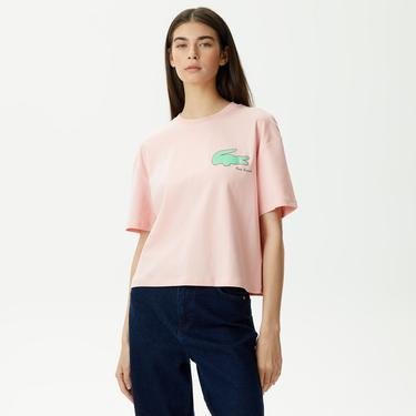  Lacoste Loose Fit Kadın Pembe Günlük T-Shirt