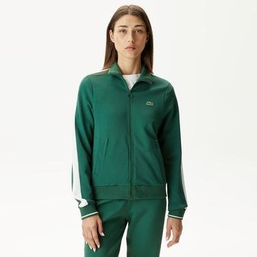  Lacoste Kadın Regular Fit Fermuarlı Yeşil Sweatshirt