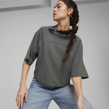  Puma Classics+ Oversized Kadın Gri T-Shirt