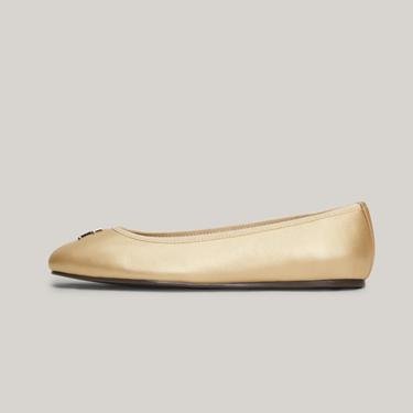  Tommy Hilfiger Gold Ballerina Kadın Altın Rengi Babet