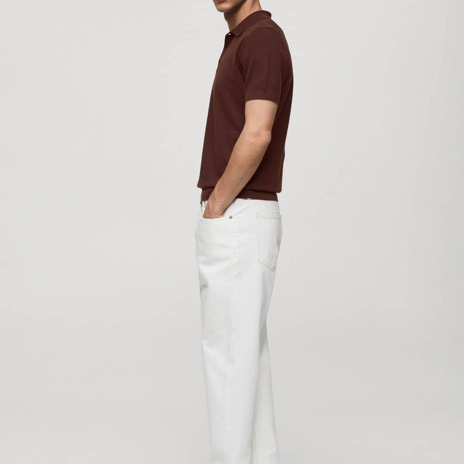 Mango Erkek Kısa Kollu Triko Polo Gömlek Bordo