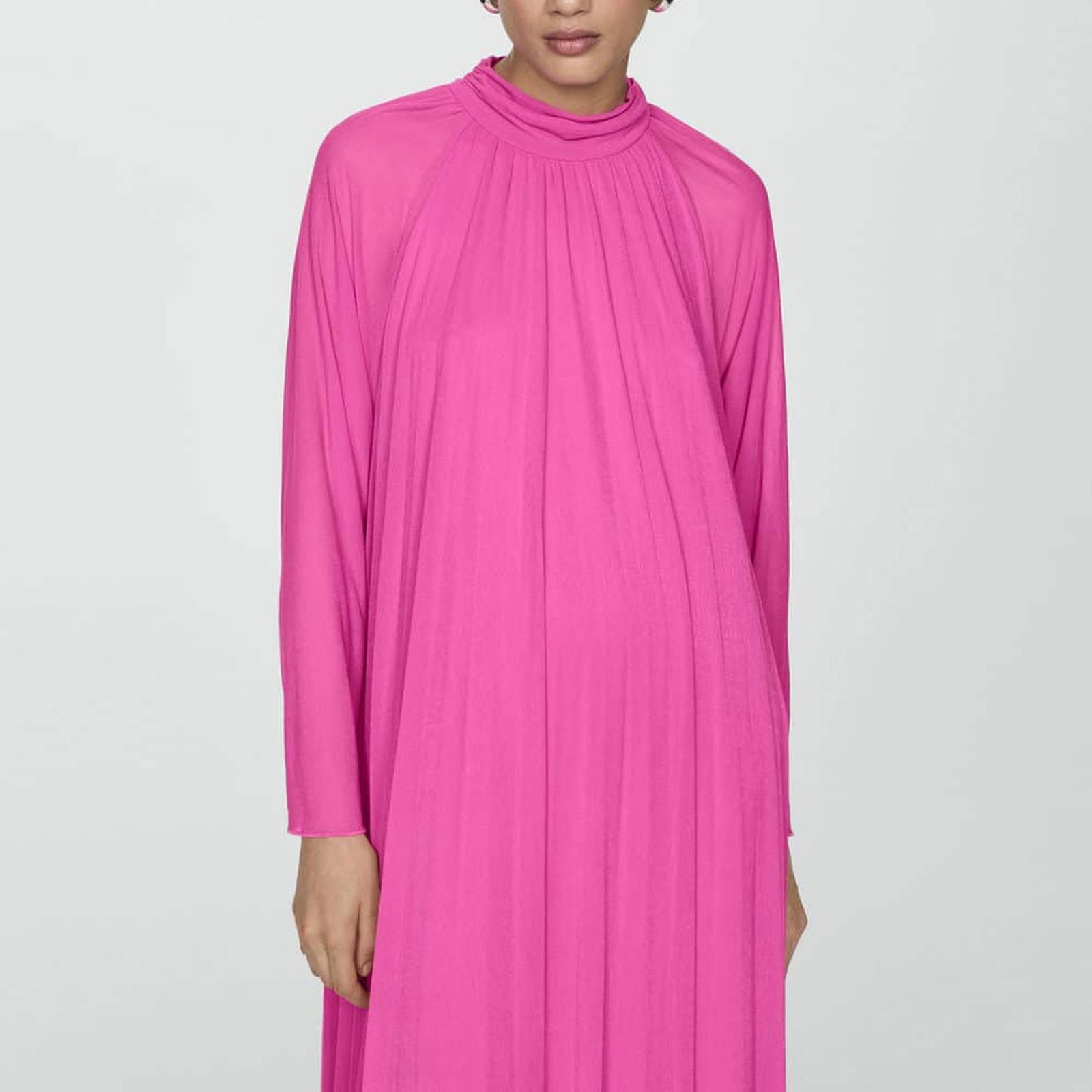Mango Kadın Pilili Uzun Elbise Pembe