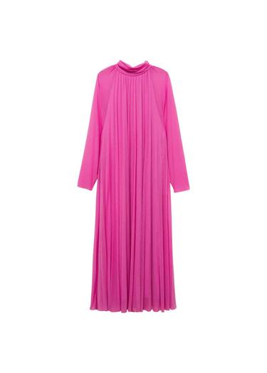  Mango Kadın Pilili Uzun Elbise Pembe