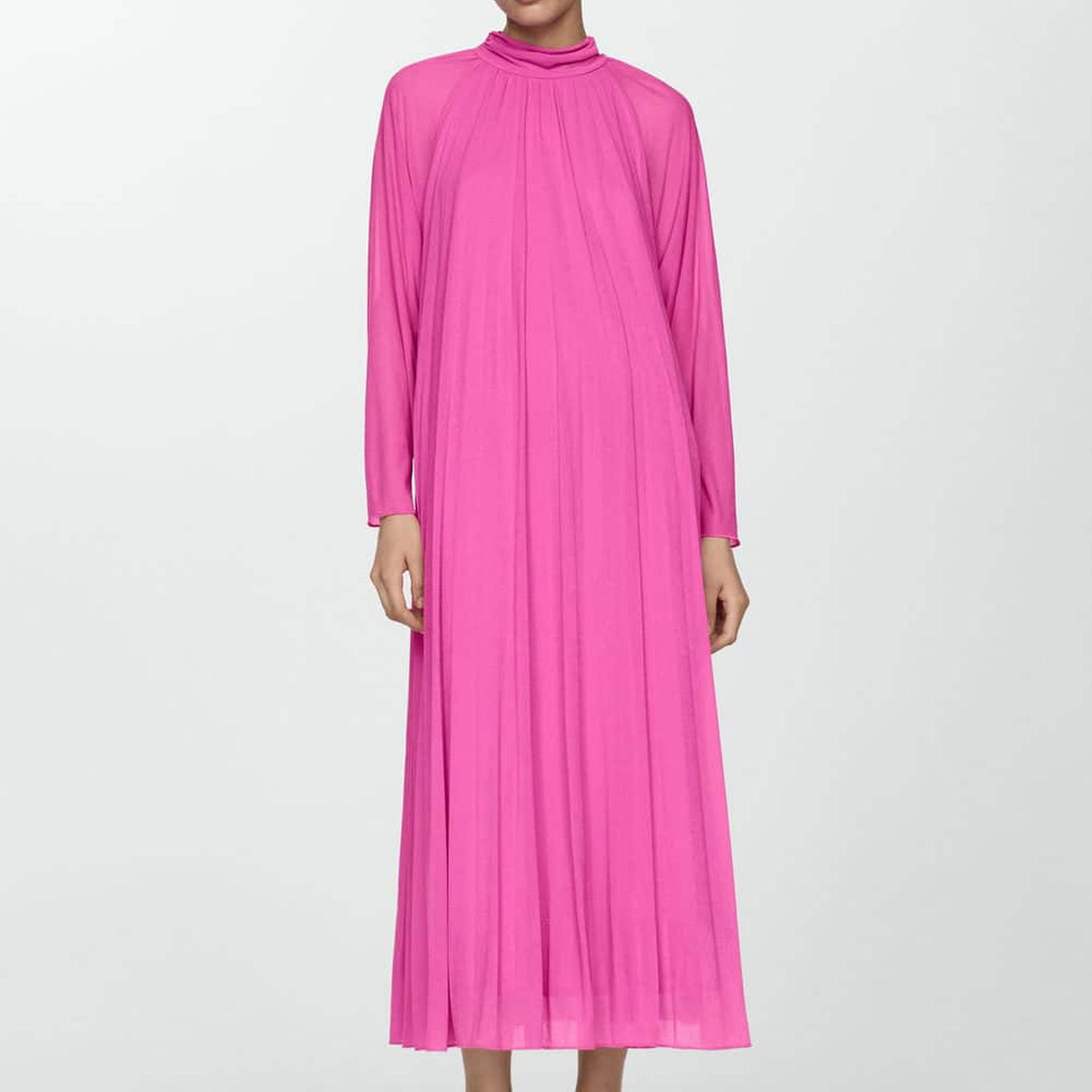 Mango Kadın Pilili Uzun Elbise Pembe