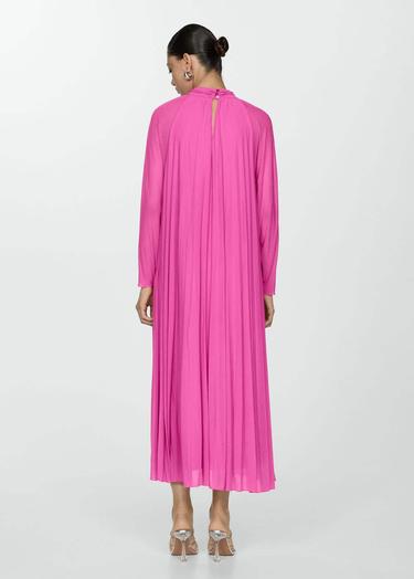  Mango Kadın Pilili Uzun Elbise Pembe