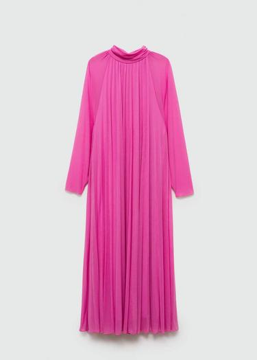  Mango Kadın Pilili Uzun Elbise Pembe