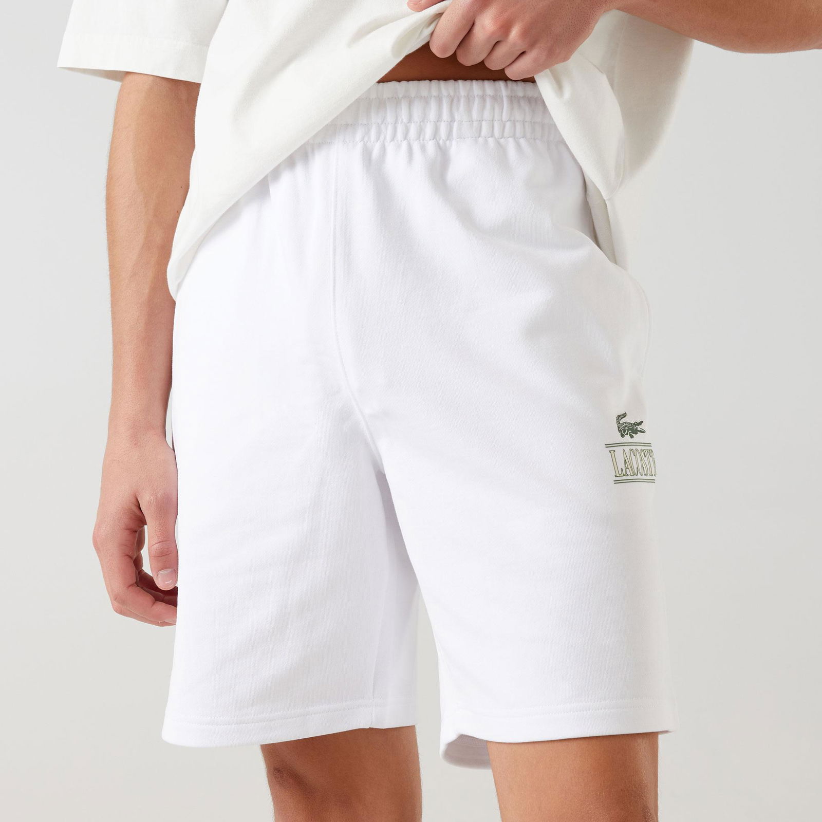 Lacoste Signature Print Erkek Beyaz Şort
