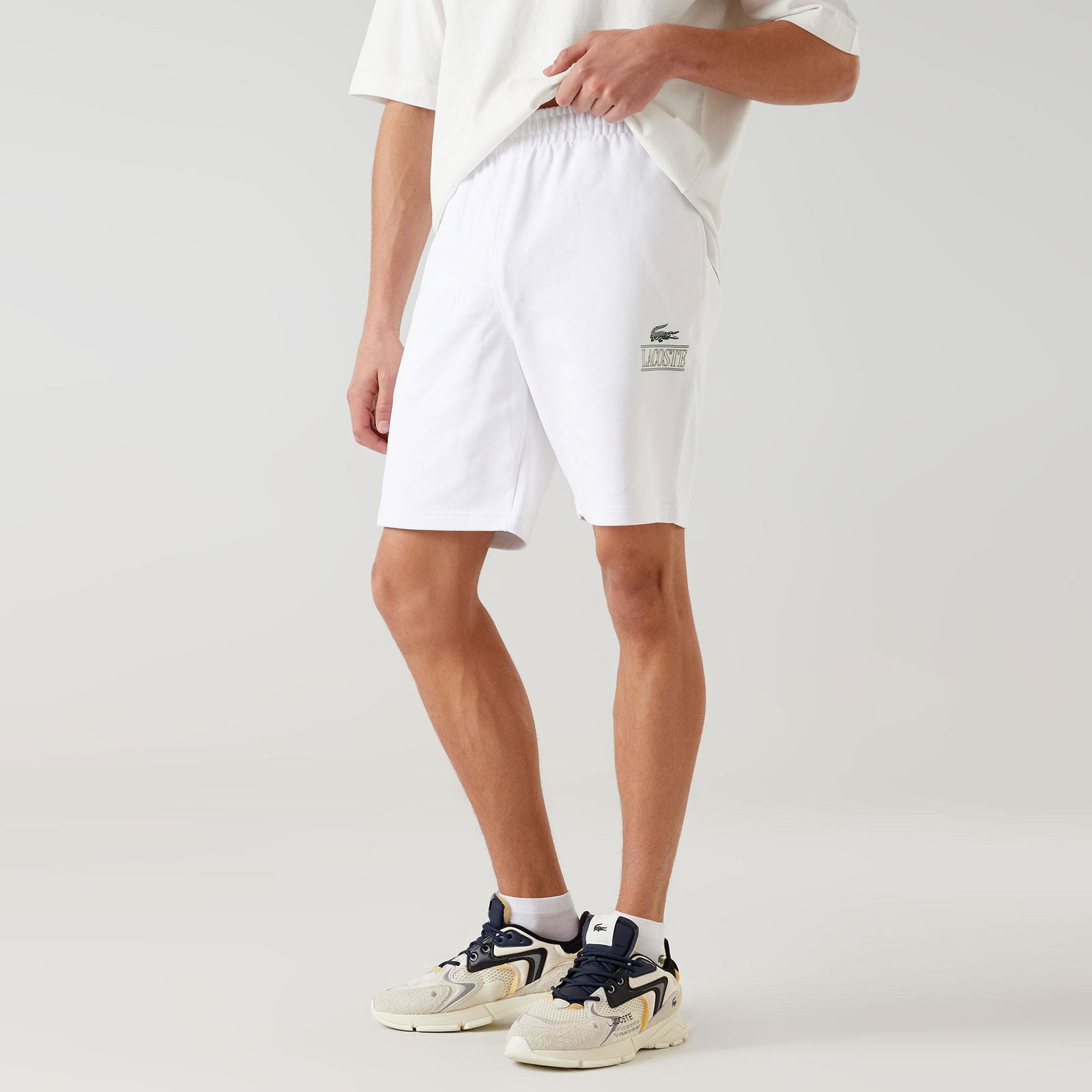 Lacoste Signature Print Erkek Beyaz Şort