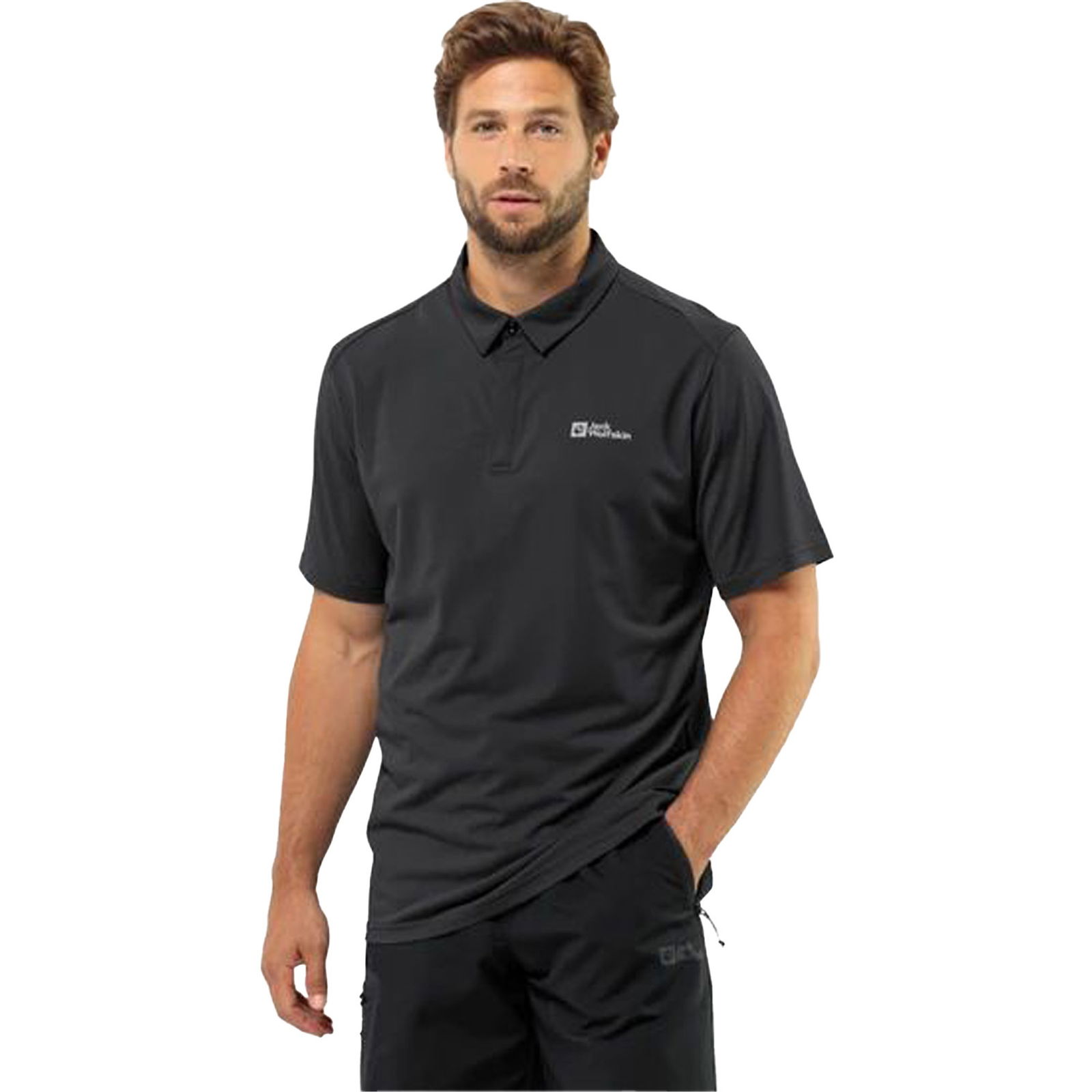 Jack Wolfskin Erkek Polo Tişört Delgami Polo Siyah
