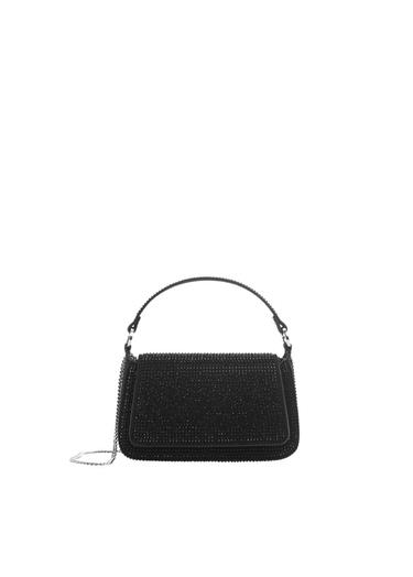  Mango Kadın Strass Taşlı Zincirli Mini Çanta Siyah