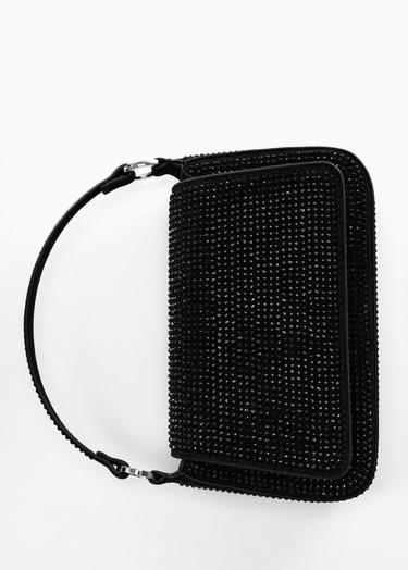  Mango Kadın Strass Taşlı Zincirli Mini Çanta Siyah
