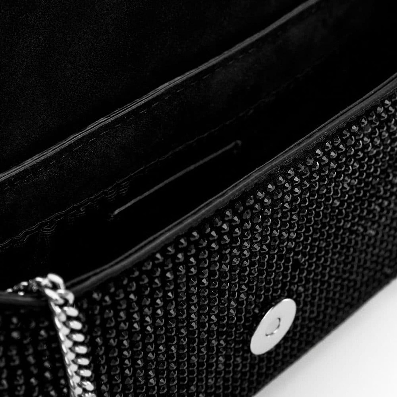 Mango Kadın Strass Taşlı Zincirli Mini Çanta Siyah