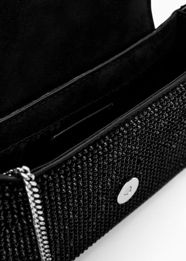  Mango Kadın Strass Taşlı Zincirli Mini Çanta Siyah