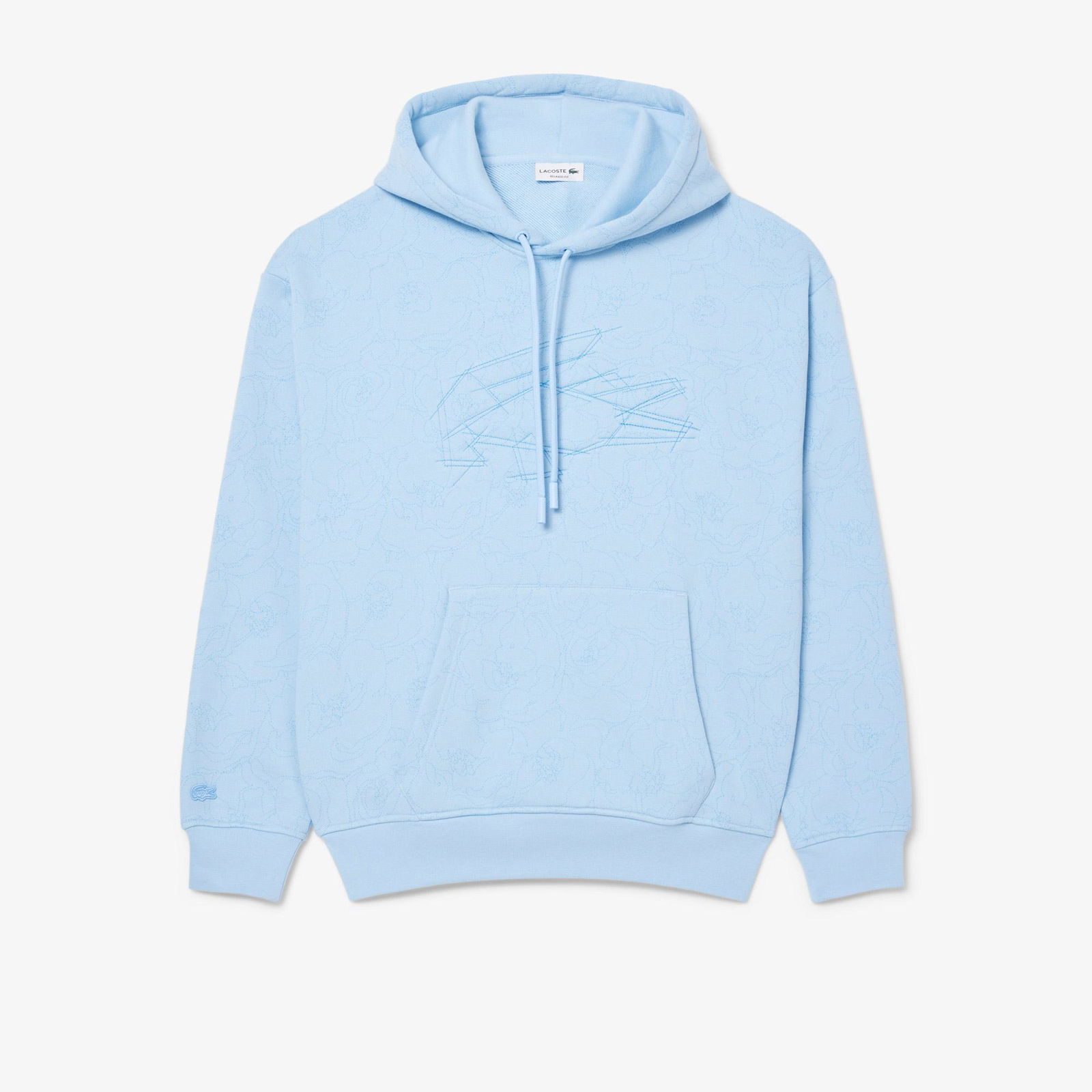 Lacoste Erkek Classic Fit Kapüşonlu Desenli Mavi Sweatshirt